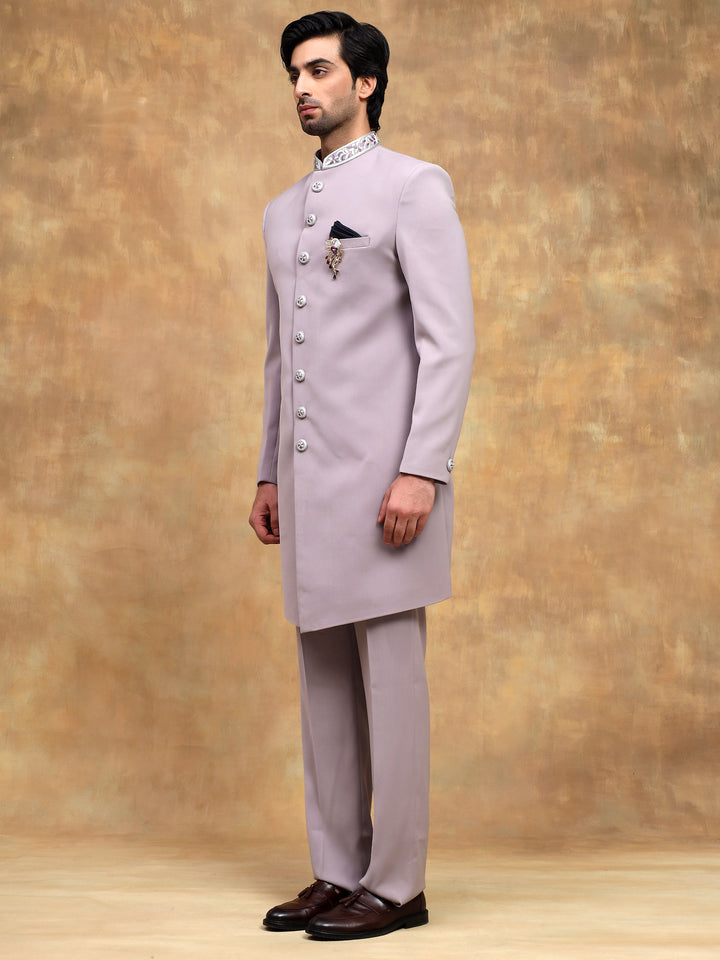 Lilac Indo-Western Set with Stole