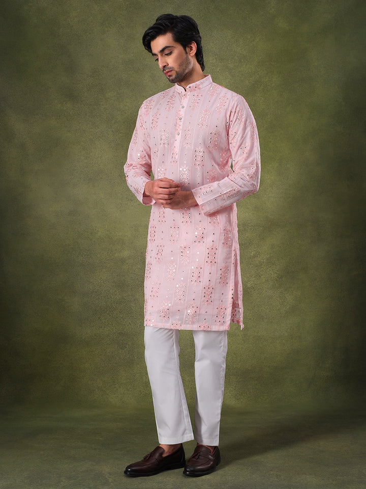 Blush Pink Embroidered Kurta Set