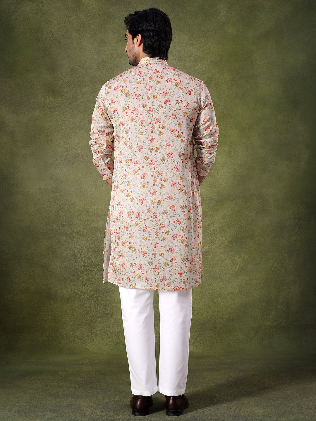 Fawn Floral Printed Kurta Set