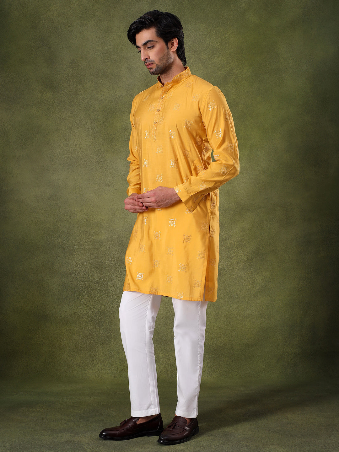 Yellow Sippi Embroidered Regal Kurta Set