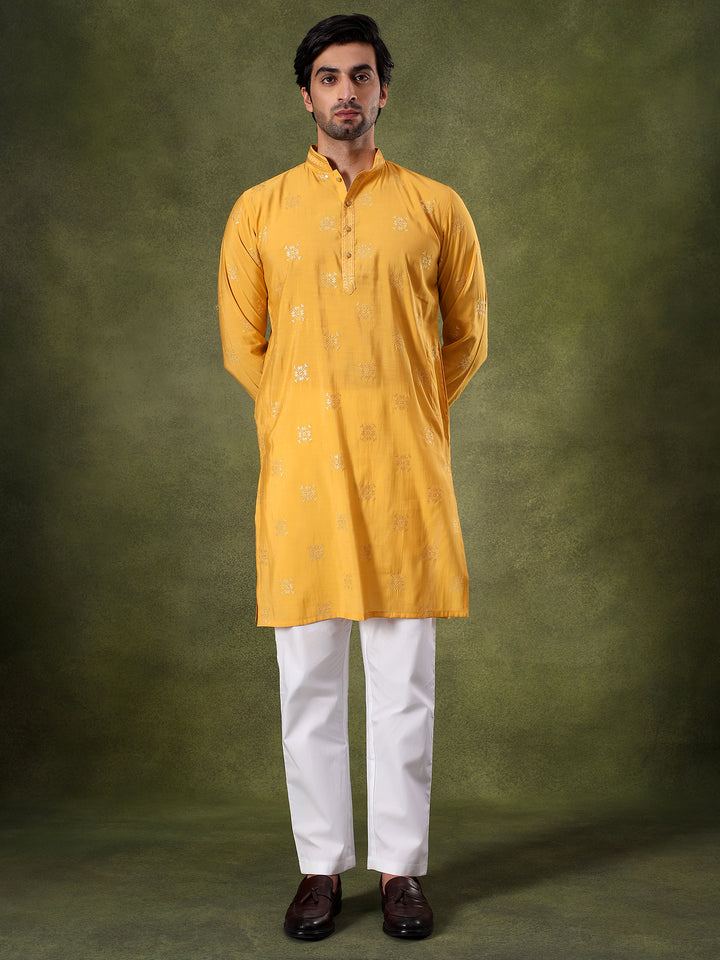 Yellow Sippi Embroidered Regal Kurta Set