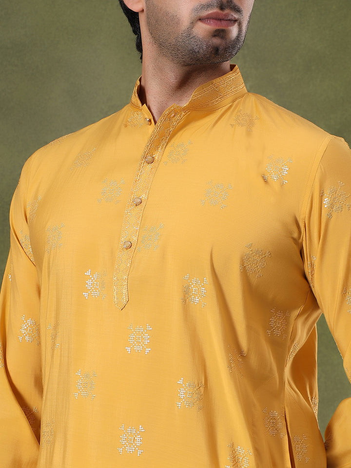 Yellow Sippi Embroidered Regal Kurta Set