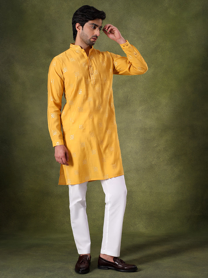 Yellow Sippi Embroidered Regal Kurta Set