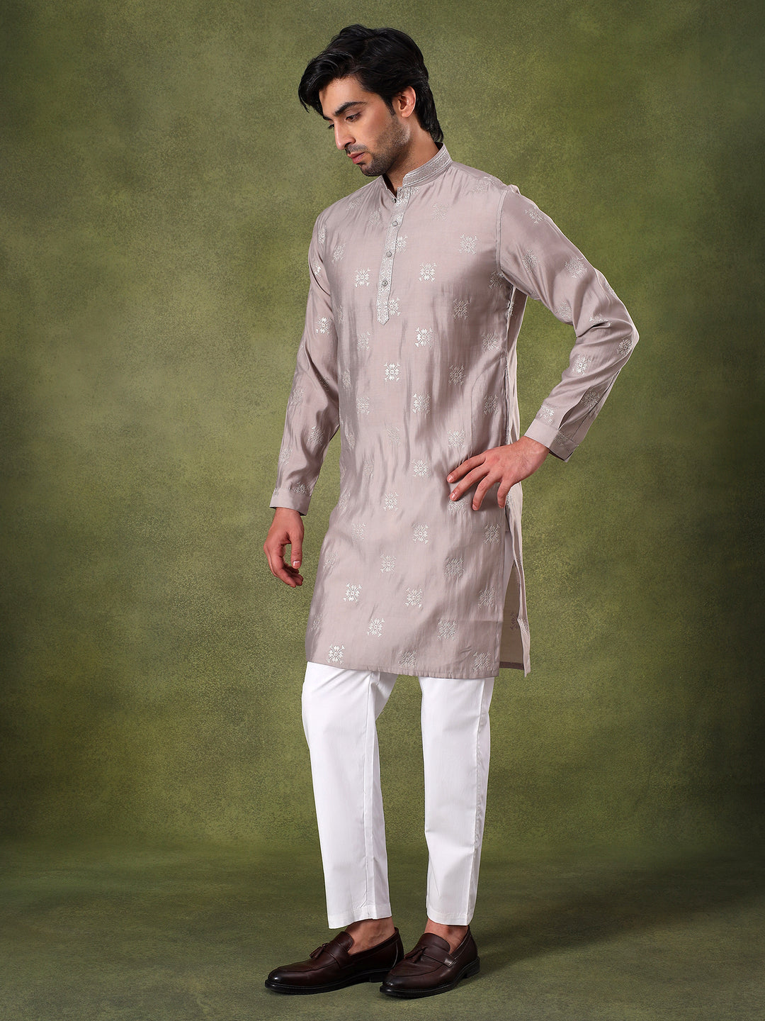 Grey Sippi Embroidered Kurta Set