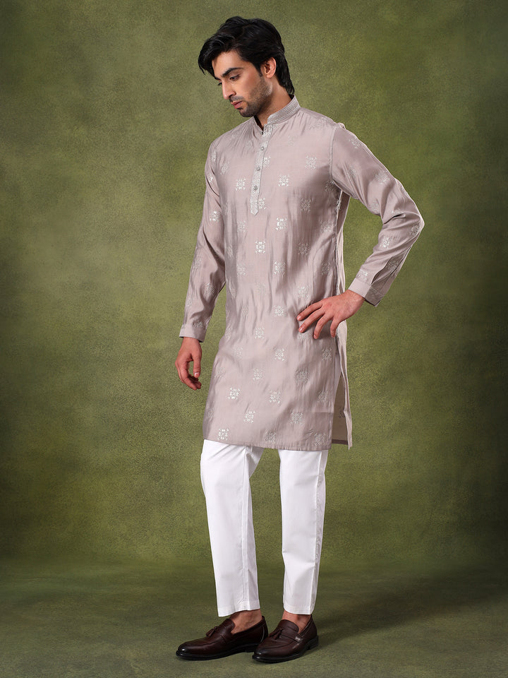 Grey Sippi Embroidered Kurta Set