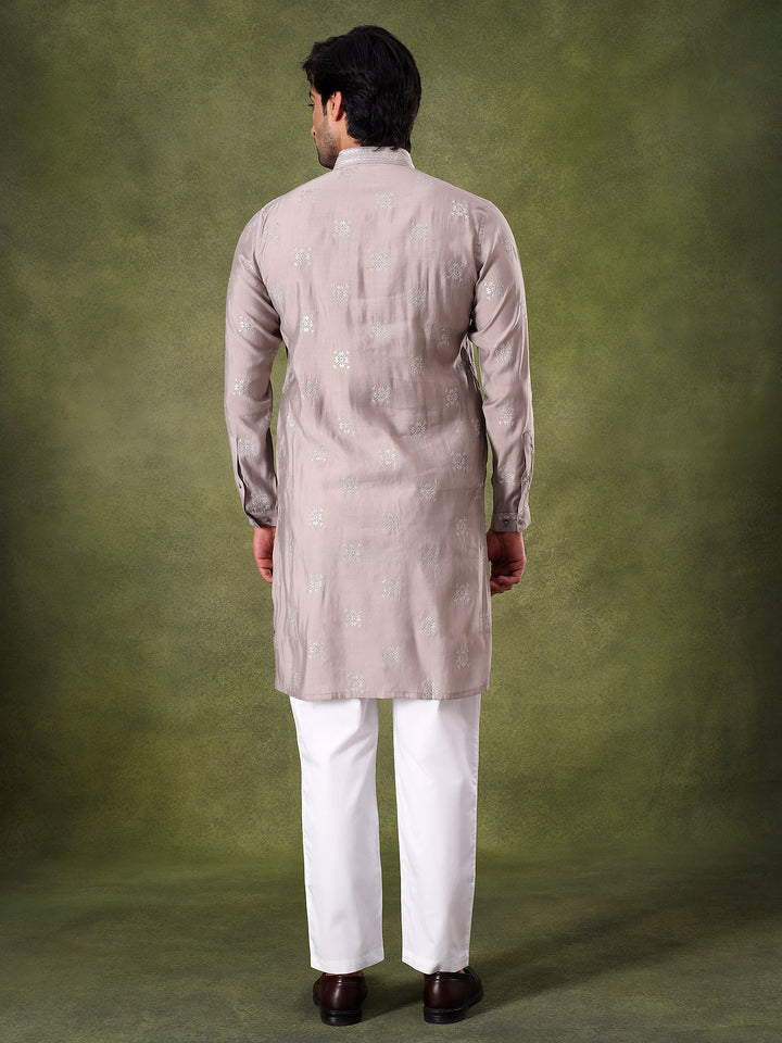 Grey Sippi Embroidered Kurta Set