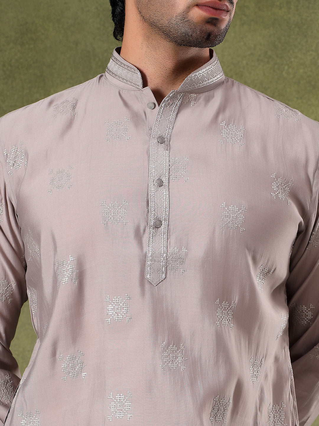 Grey Sippi Embroidered Kurta Set