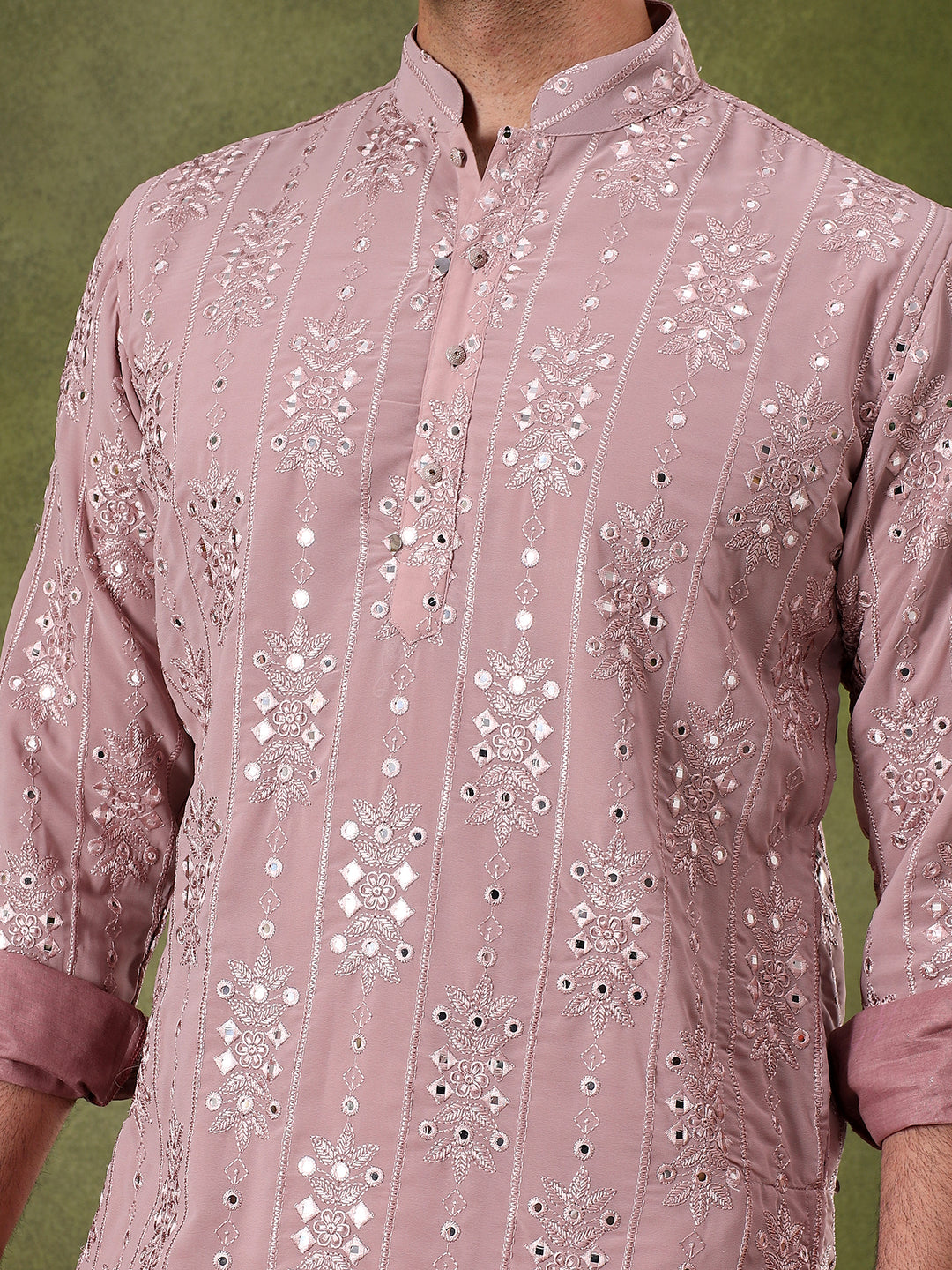 Lilac Tonal Embroidered Kurta Set