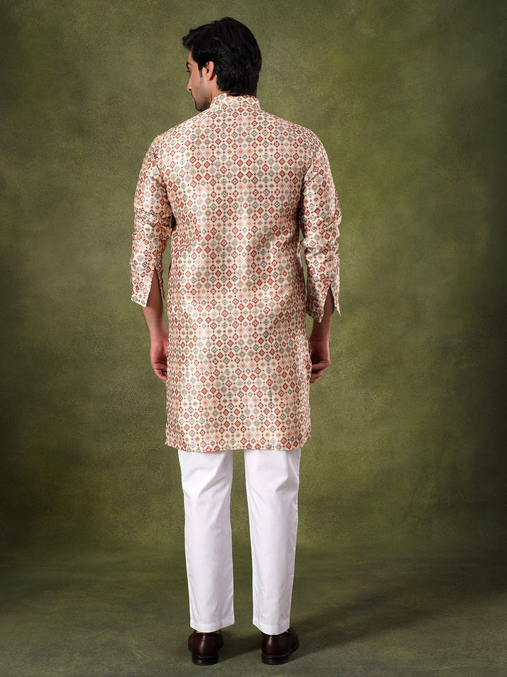 Fawn Ethnic Motif Printed Kurta Set