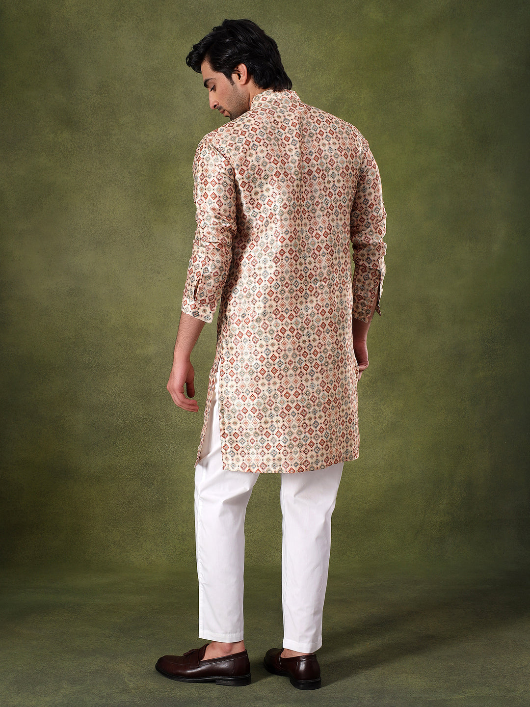 Fawn Ethnic Motif Printed Kurta Set