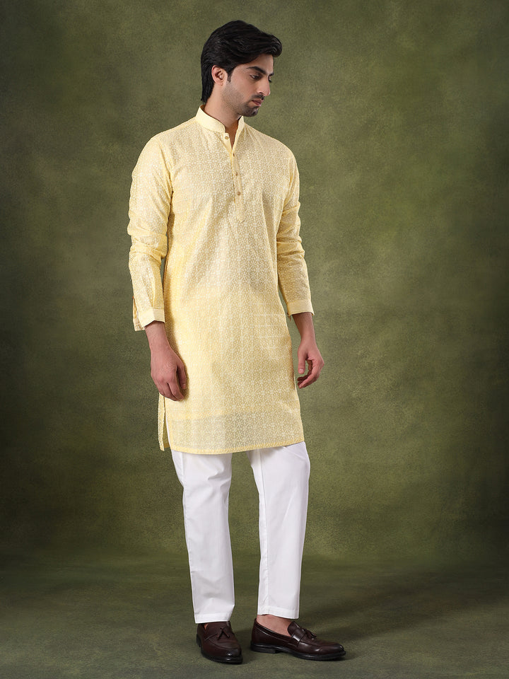 Lemon Lightweight Ethnic Kurta Set