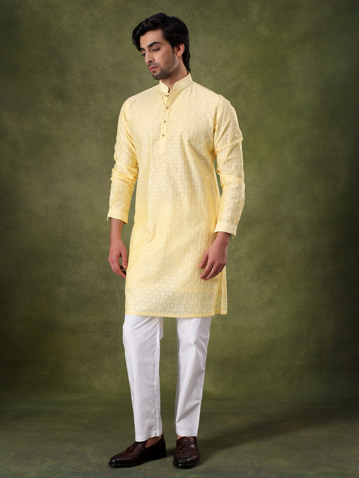 Lemon Lightweight Ethnic Kurta Set