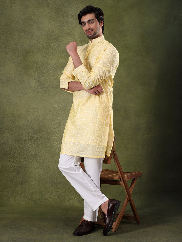 Lemon Lightweight Ethnic Kurta Set