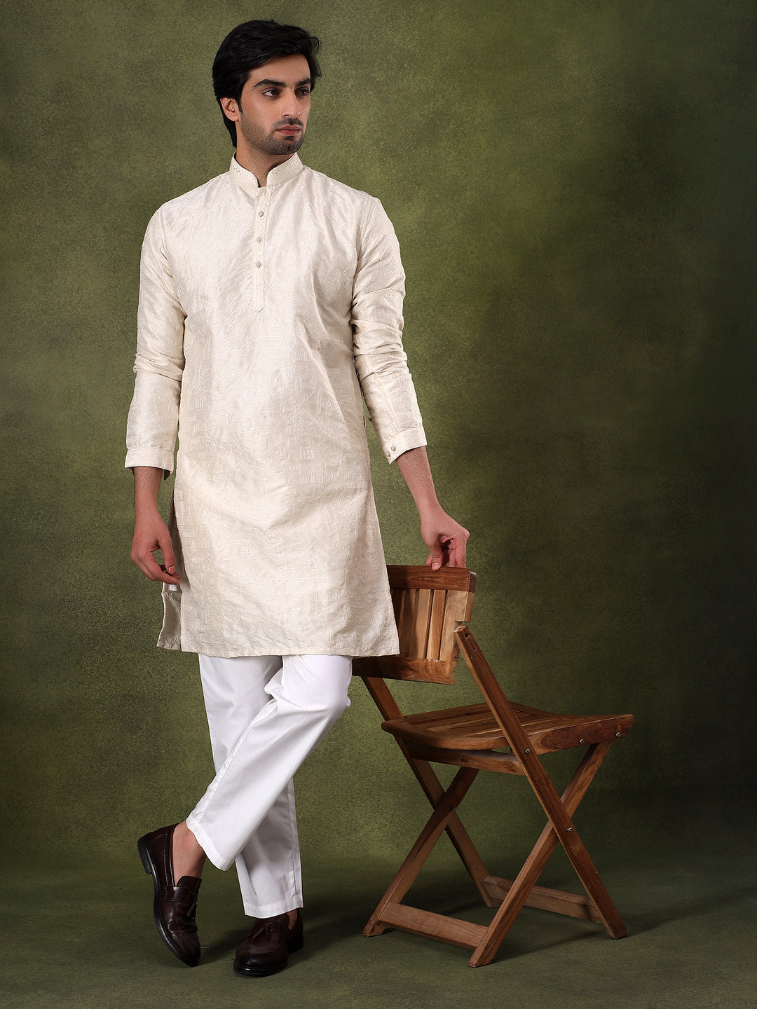 Natural Tonal Embroidered Kurta Set