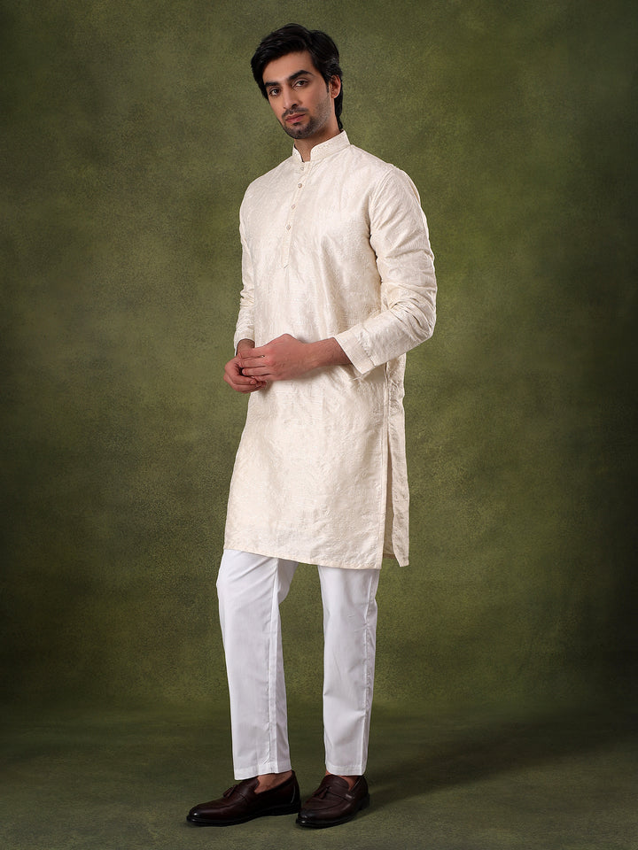 Natural Tonal Embroidered Kurta Set