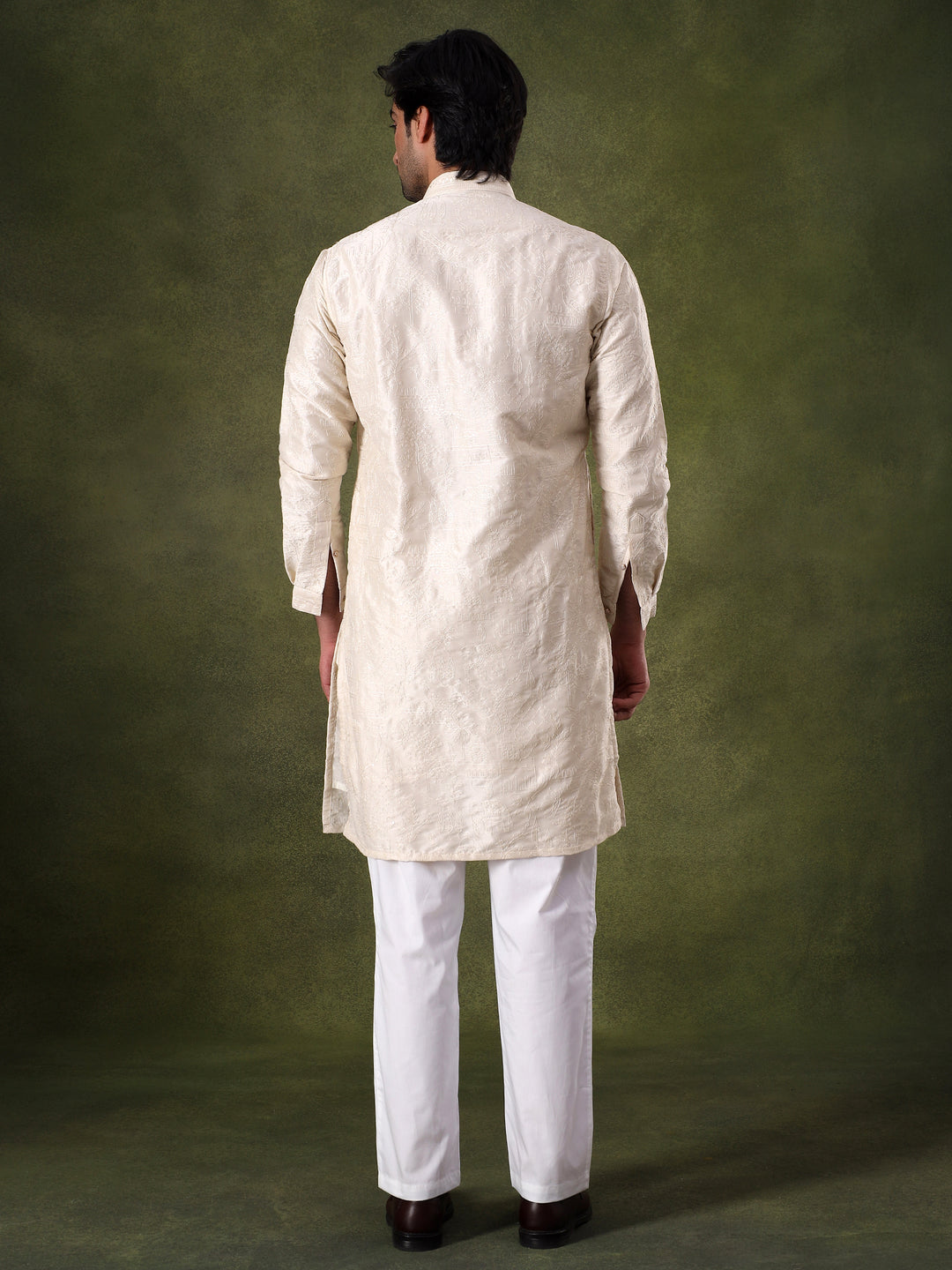 Natural Tonal Embroidered Kurta Set