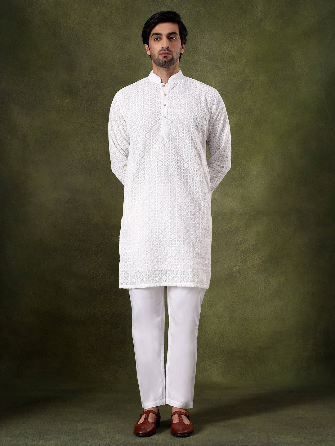 White Ritual Embroidered Kurta Set