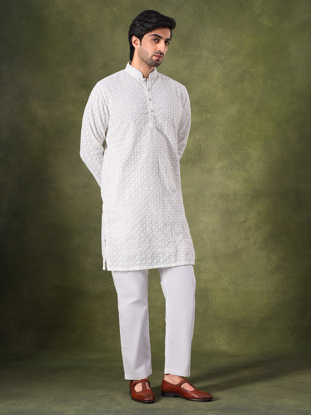 White Ritual Embroidered Kurta Set