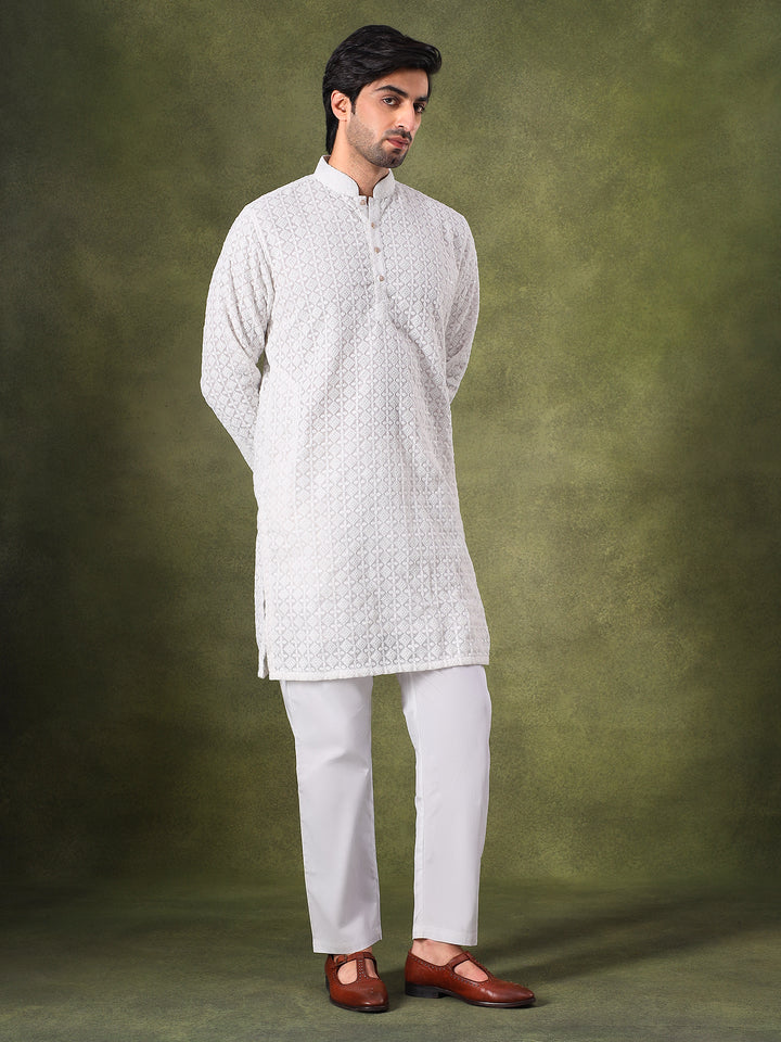 White Ritual Embroidered Kurta Set