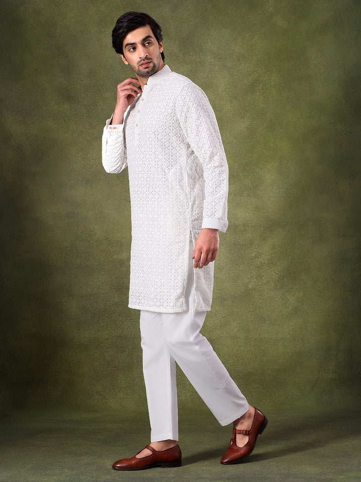 White Ritual Embroidered Kurta Set