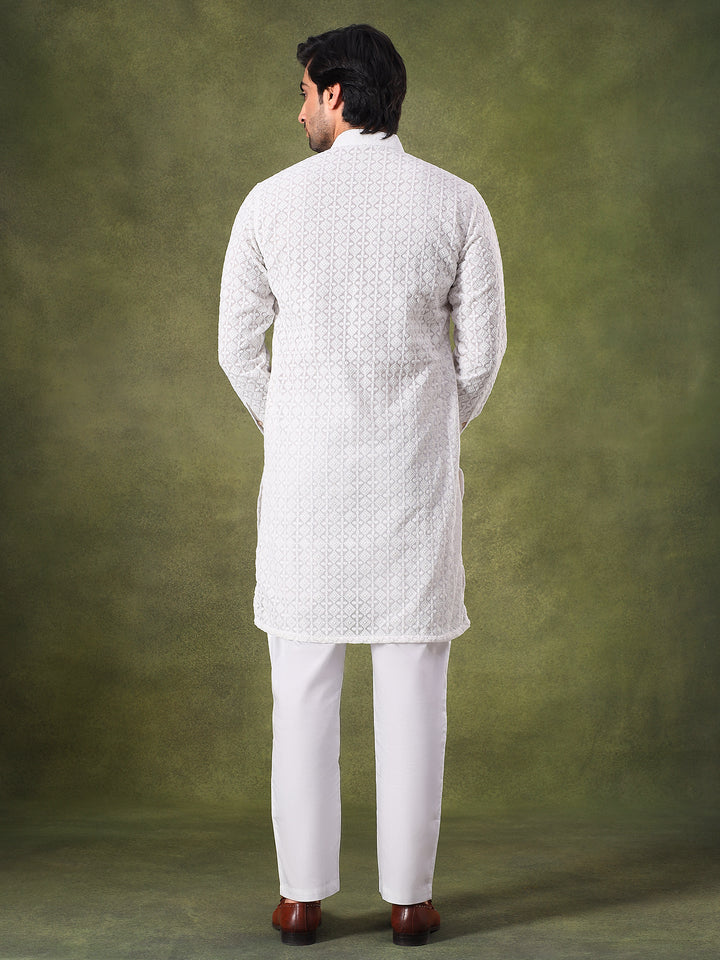 White Ritual Embroidered Kurta Set