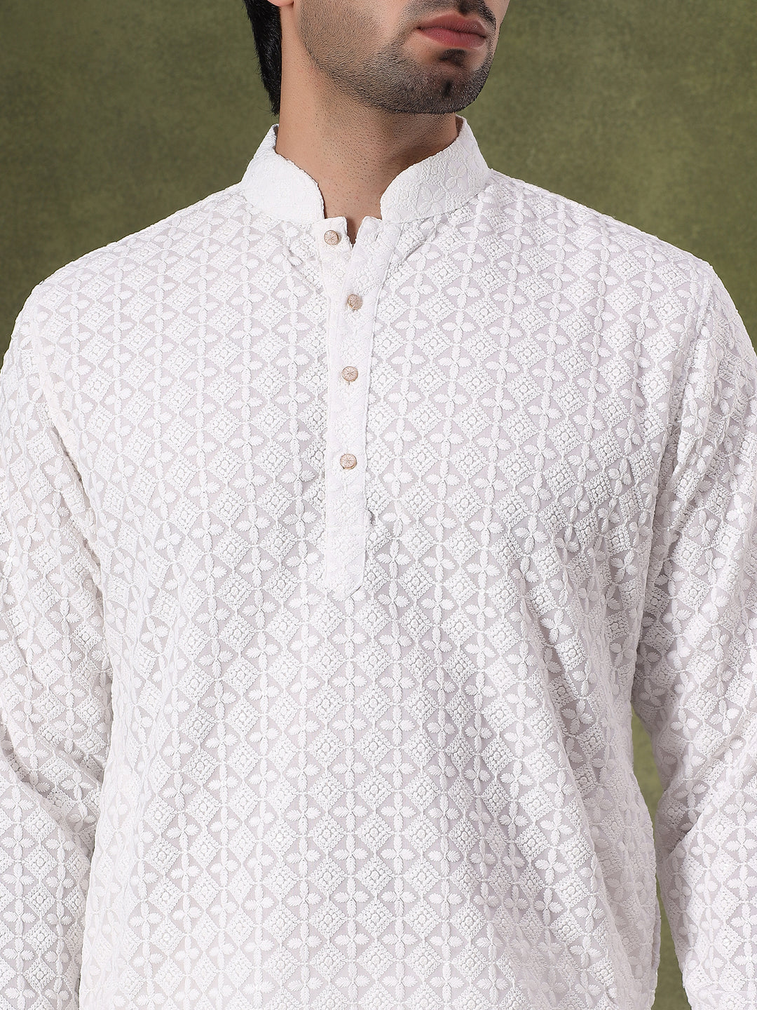 White Ritual Embroidered Kurta Set