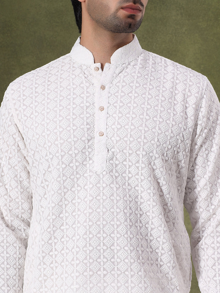 White Ritual Embroidered Kurta Set