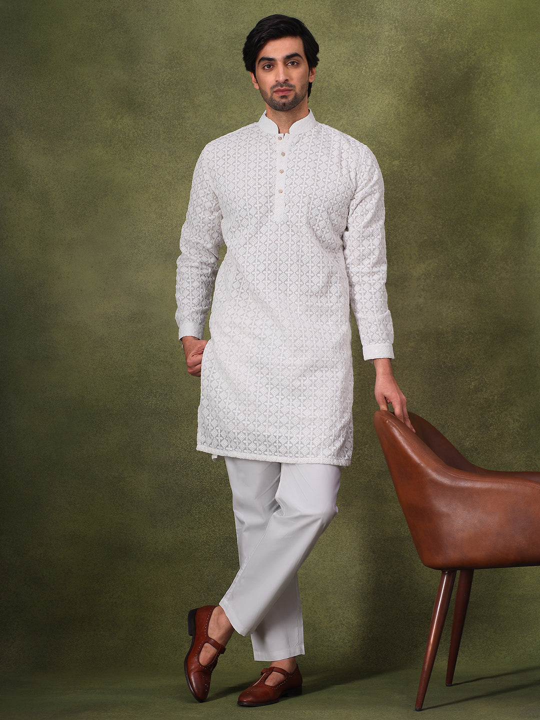 White Ritual Embroidered Kurta Set