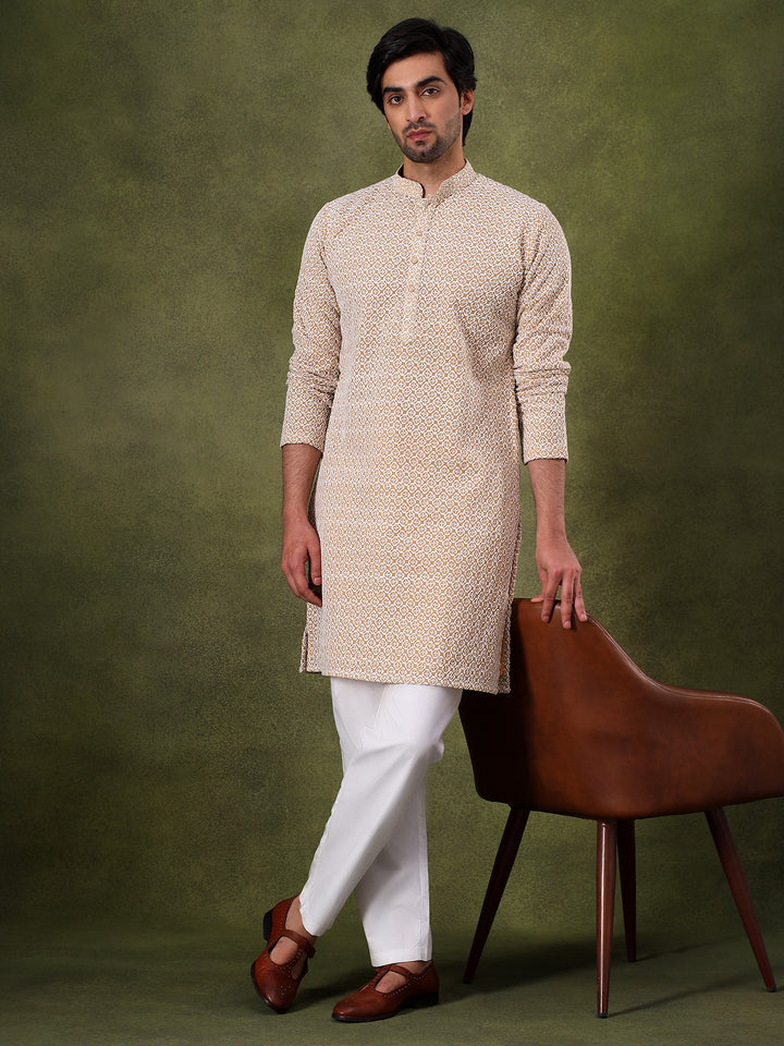 Khaki Printed All-Day Kurta Set