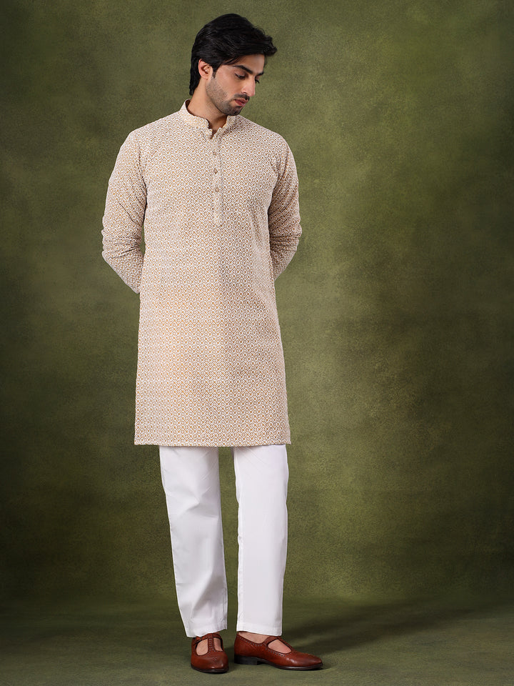 Khaki Printed All-Day Kurta Set