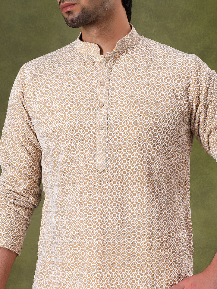 Khaki Printed All-Day Kurta Set