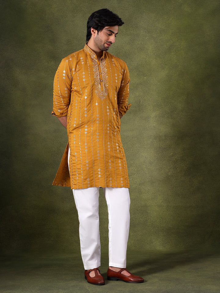 Yellow Classic Structured Kurta Set