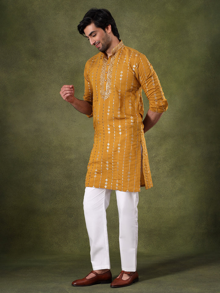 Yellow Classic Structured Kurta Set