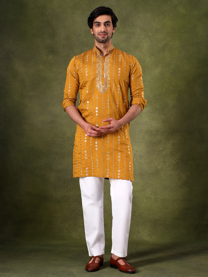 Yellow Classic Structured Kurta Set