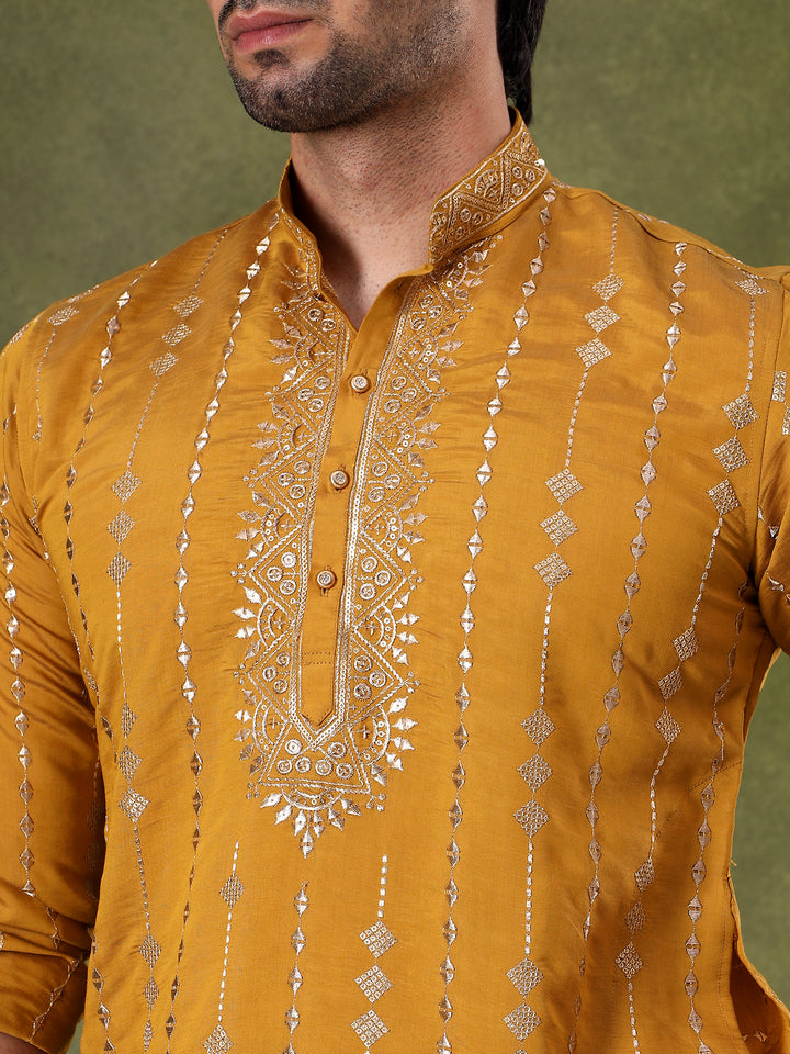 Yellow Classic Structured Kurta Set