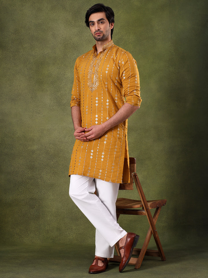 Yellow Classic Structured Kurta Set
