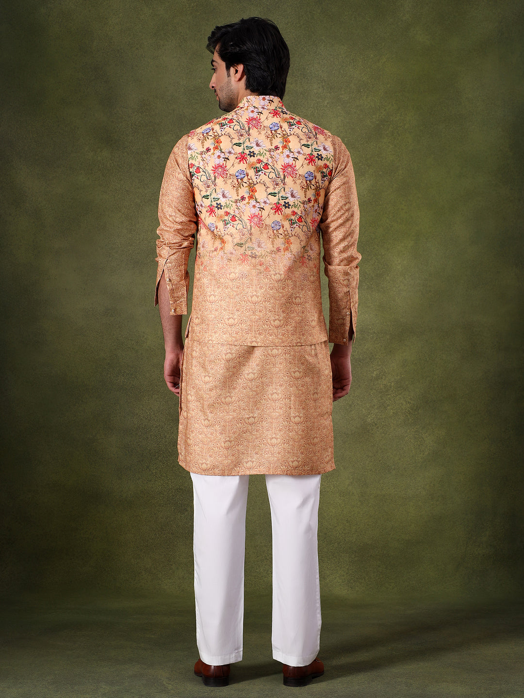 Natural Floral Jacket Kurta Set