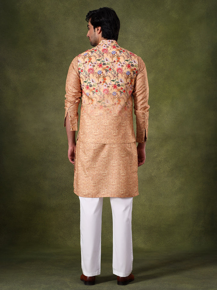 Natural Floral Jacket Kurta Set