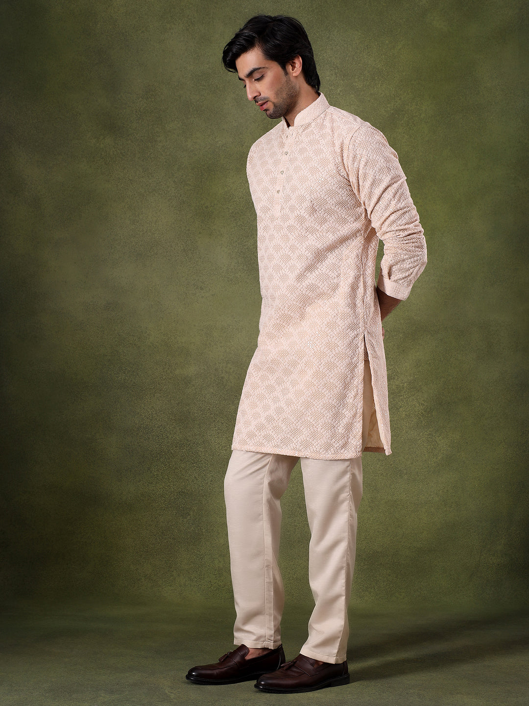Fawn Subtle Work Ethnic Kurta Set