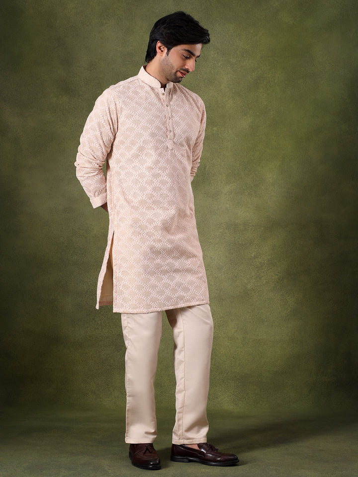 Fawn Subtle Work Ethnic Kurta Set