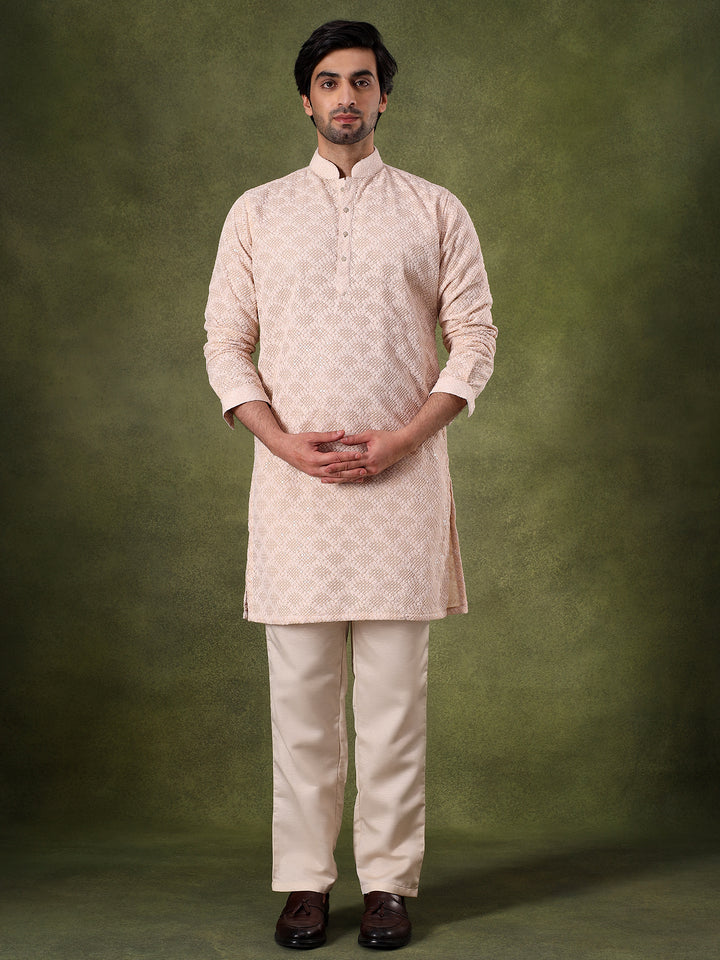 Fawn Subtle Work Ethnic Kurta Set