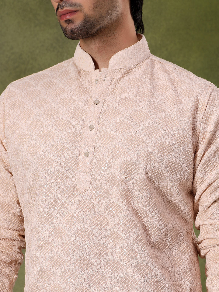 Fawn Subtle Work Ethnic Kurta Set