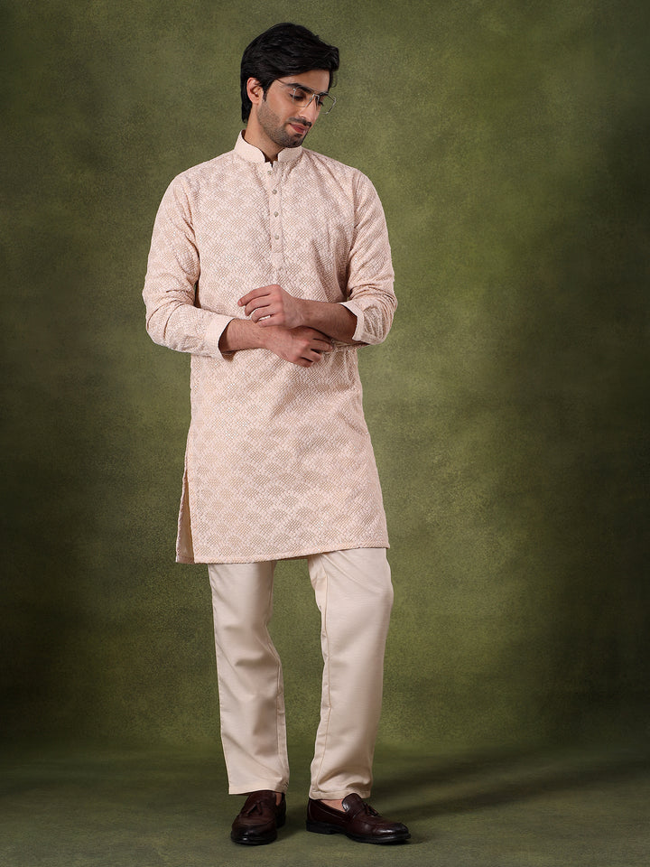 Fawn Subtle Work Ethnic Kurta Set