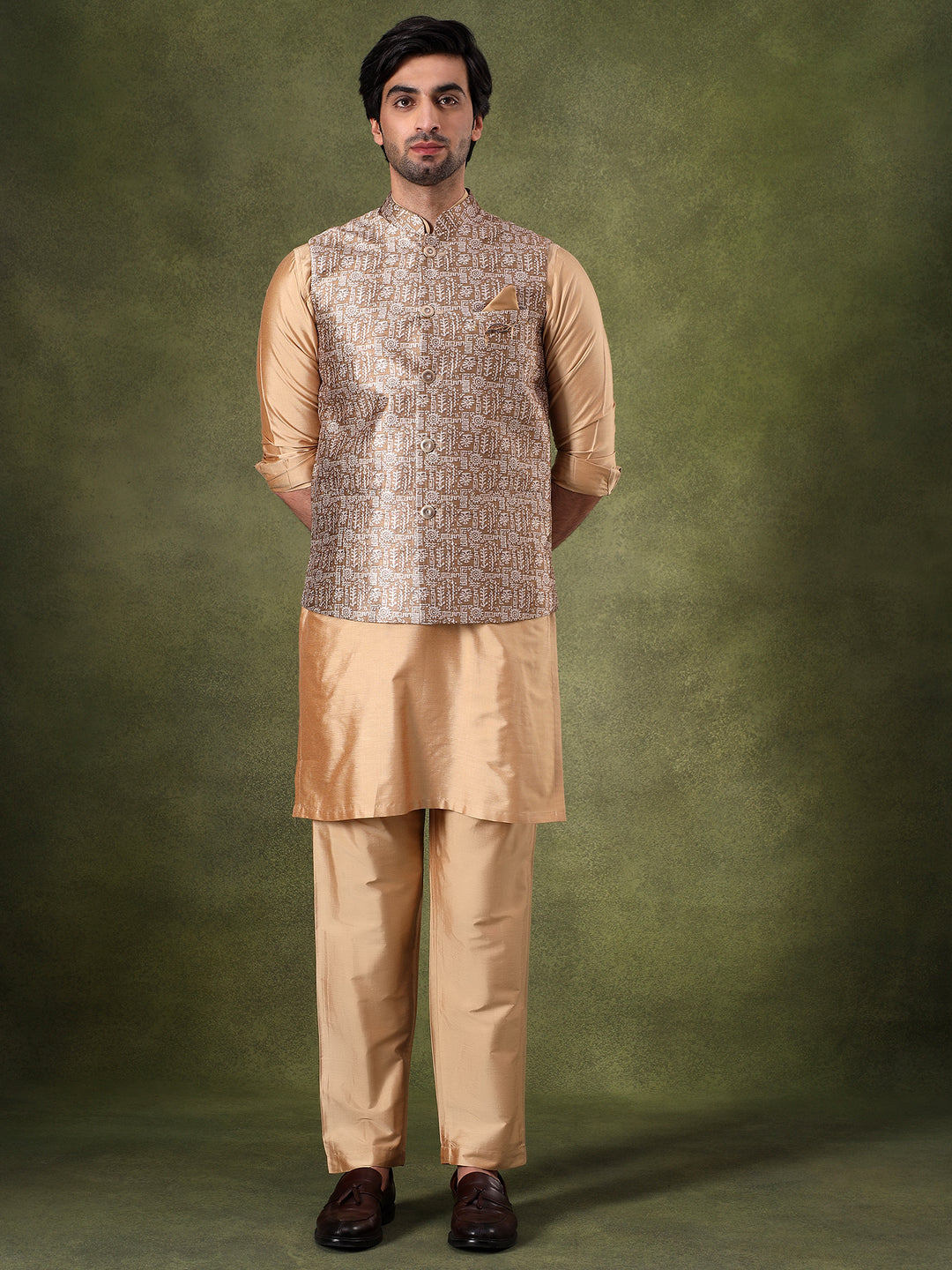 Natural Geometric Print Kurta Set