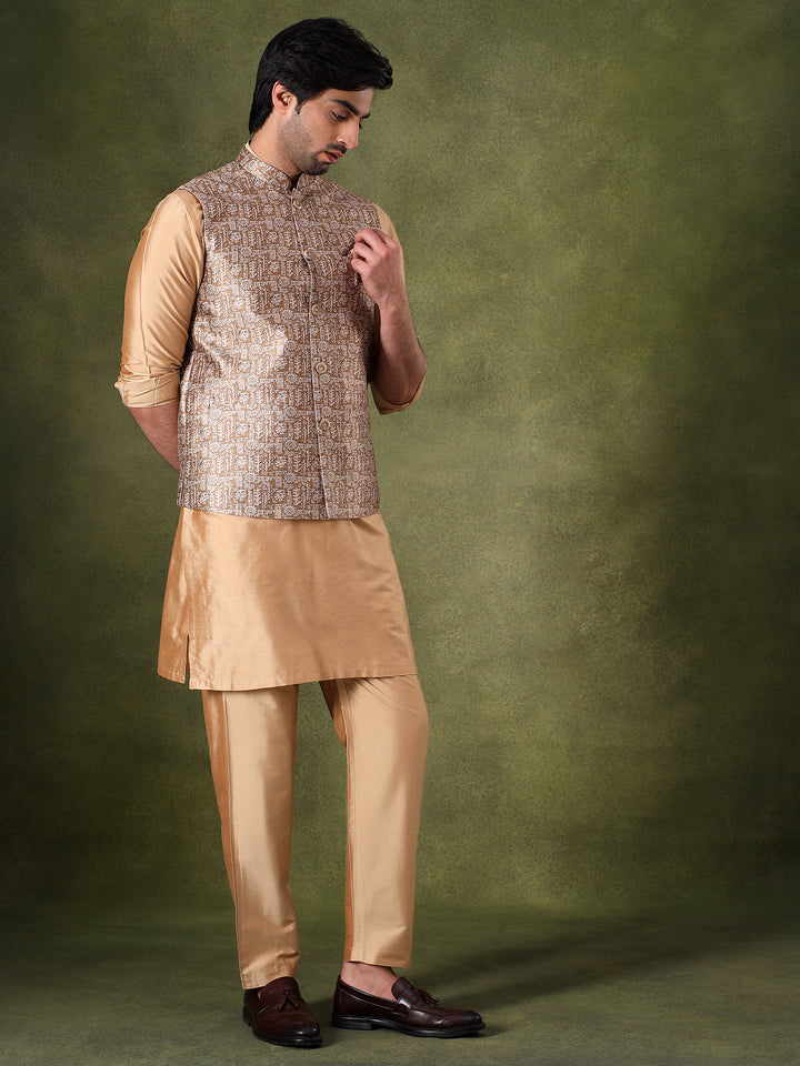 Natural Geometric Print Kurta Set