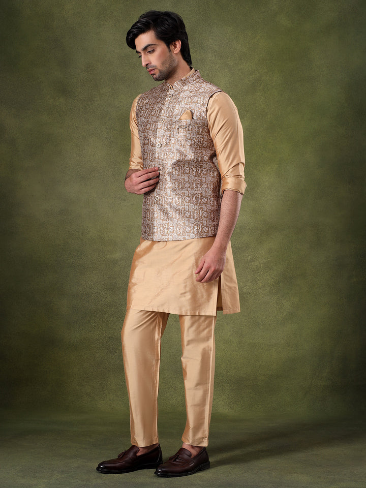 Natural Geometric Print Kurta Set
