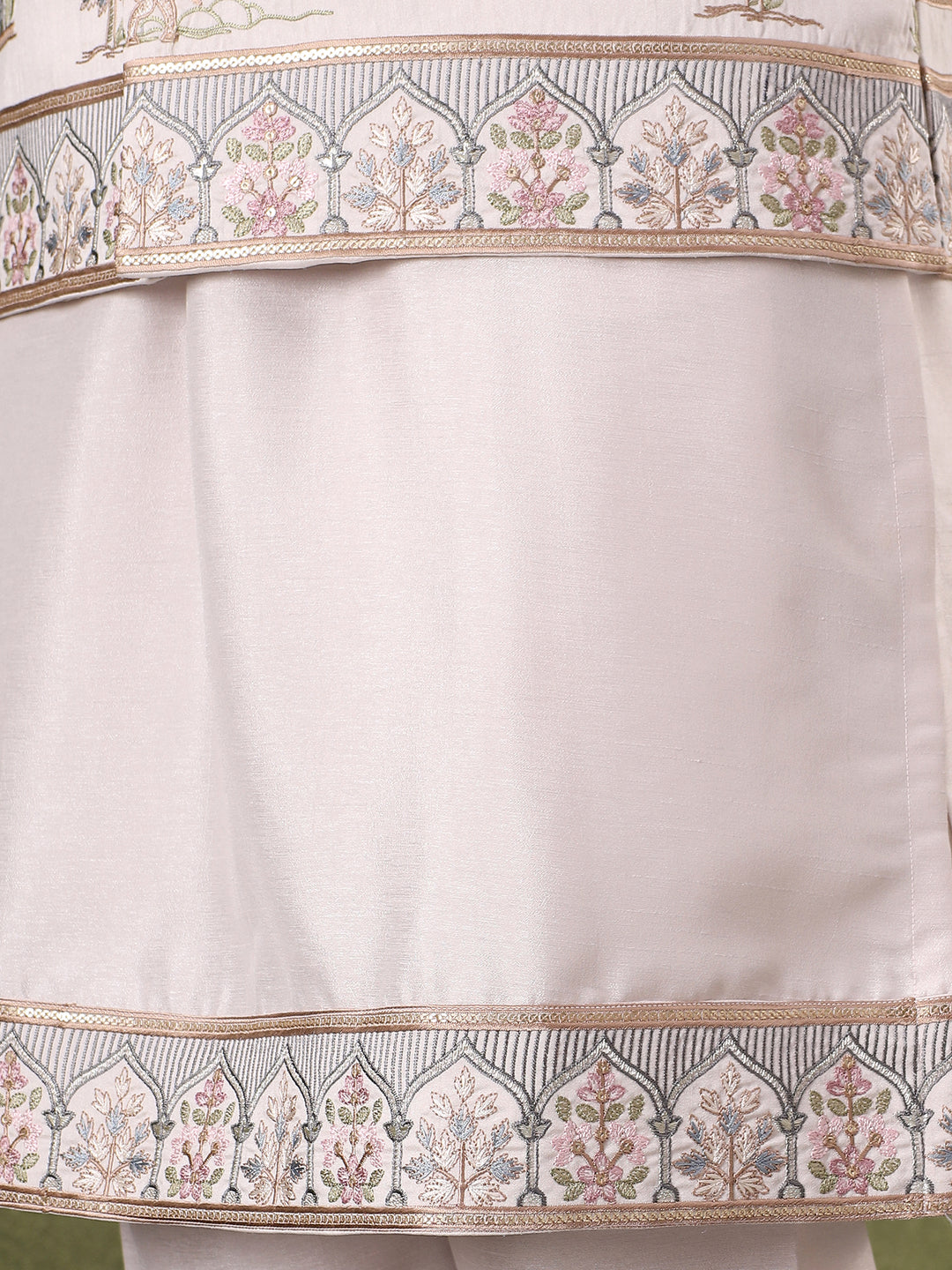 Cream Embroidered Nehru Jacket Set