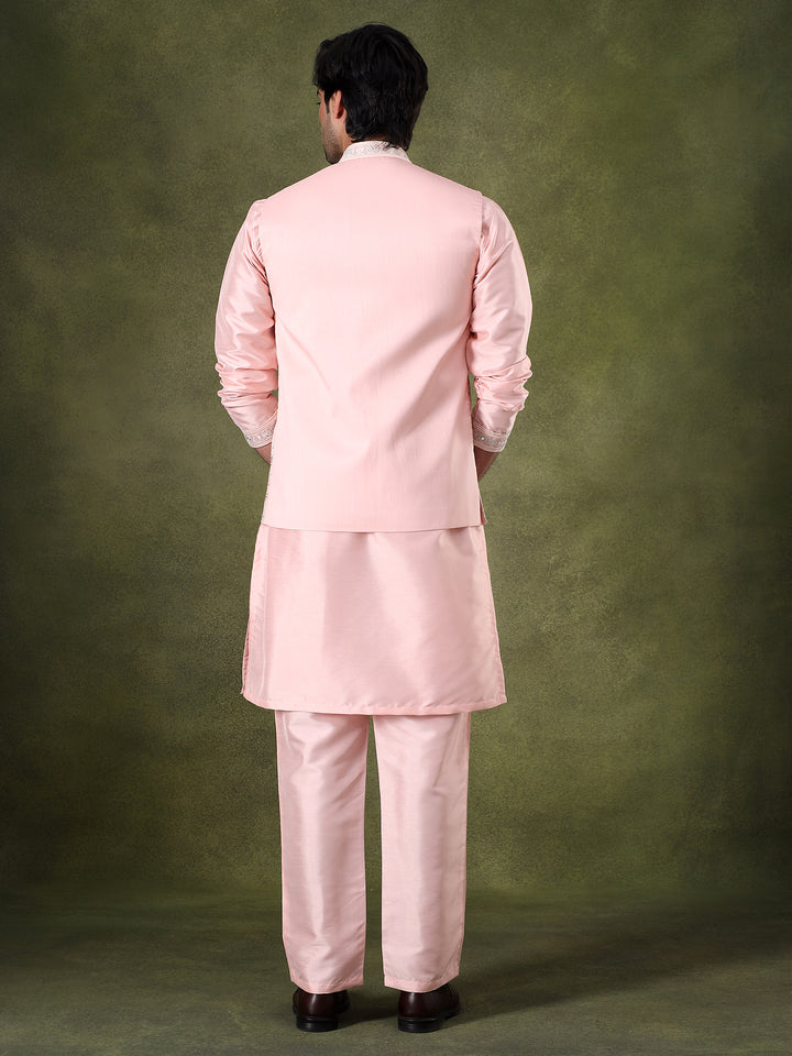 Pink Mirror Work Kurta Set