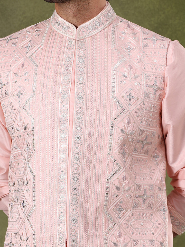 Pink Mirror Work Kurta Set