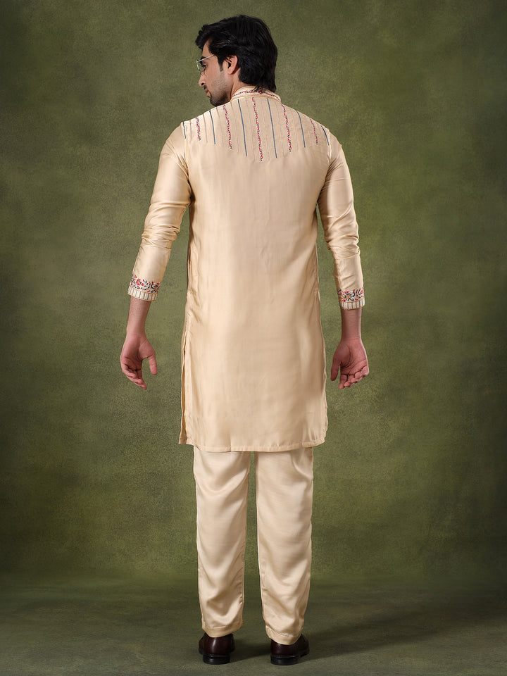 Fawn Regal Embroidered Kurta Set